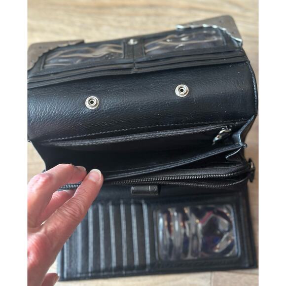 Brighton Black Crocodile embossed Wallet Clutch Vintage - Picture 7 of 13